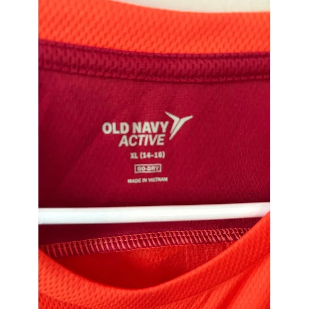Old Navy‎ Active Go-Dry Boys XL 14-16 Orange Maroon Athletic T-Shirt NWT